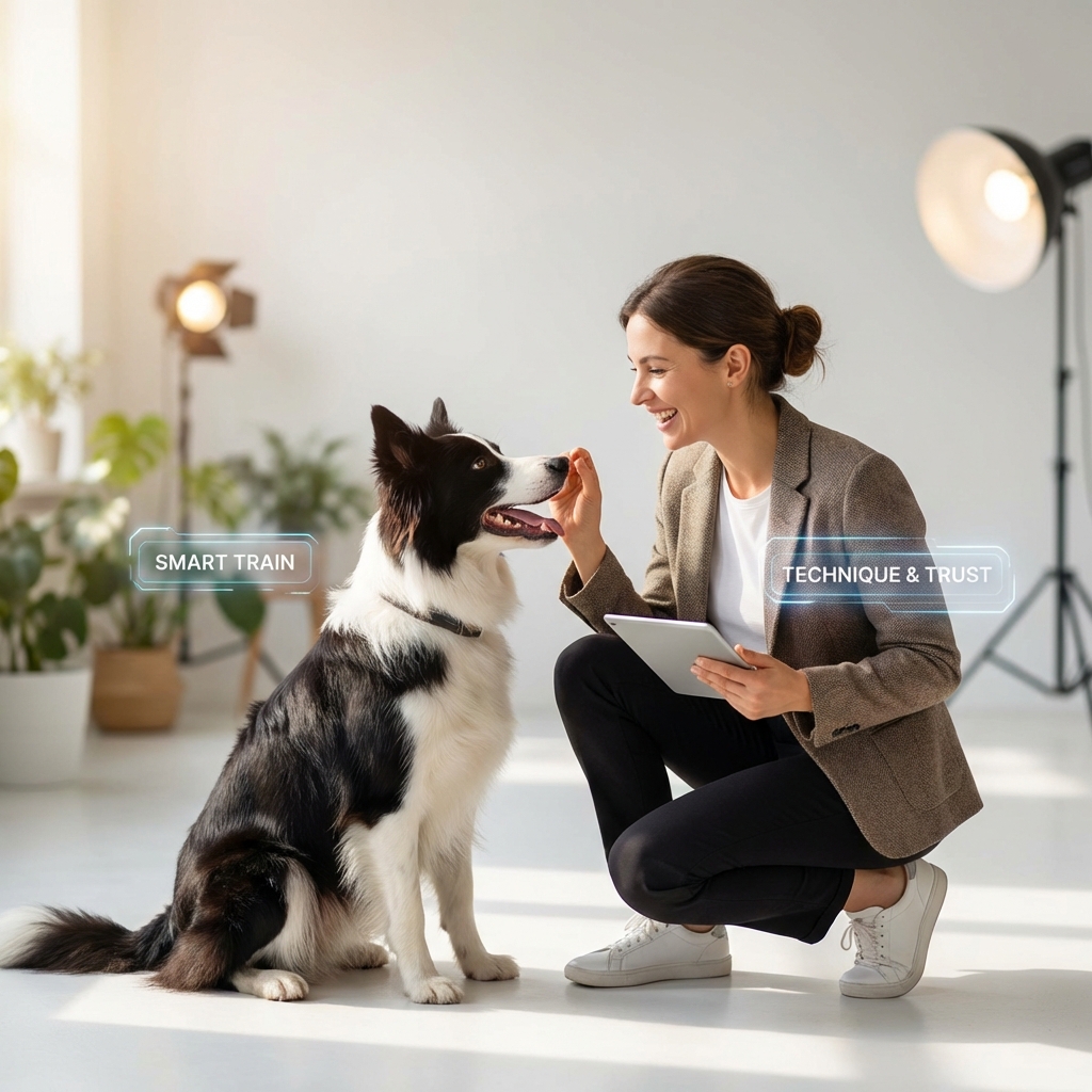 Perro en un espacio profesional de entrenamiento